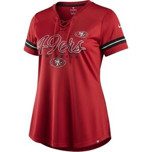 Fanatics San Francisco 49ers Womens Red Lace Up Football Jersey Shirt Size Med